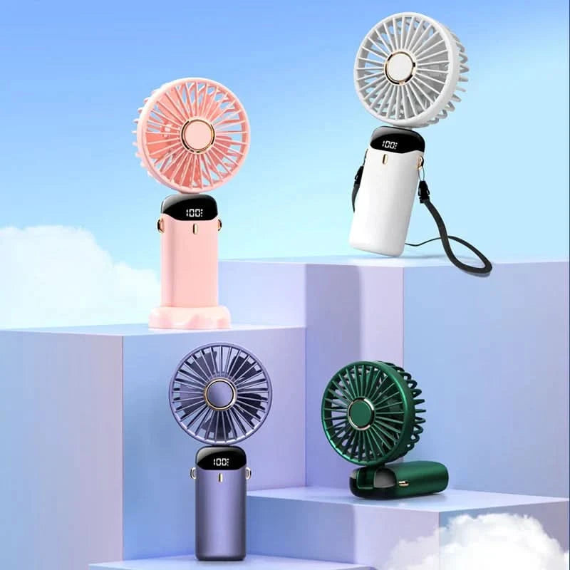 Hand Held Personal Fan With Built-In Phone Stand