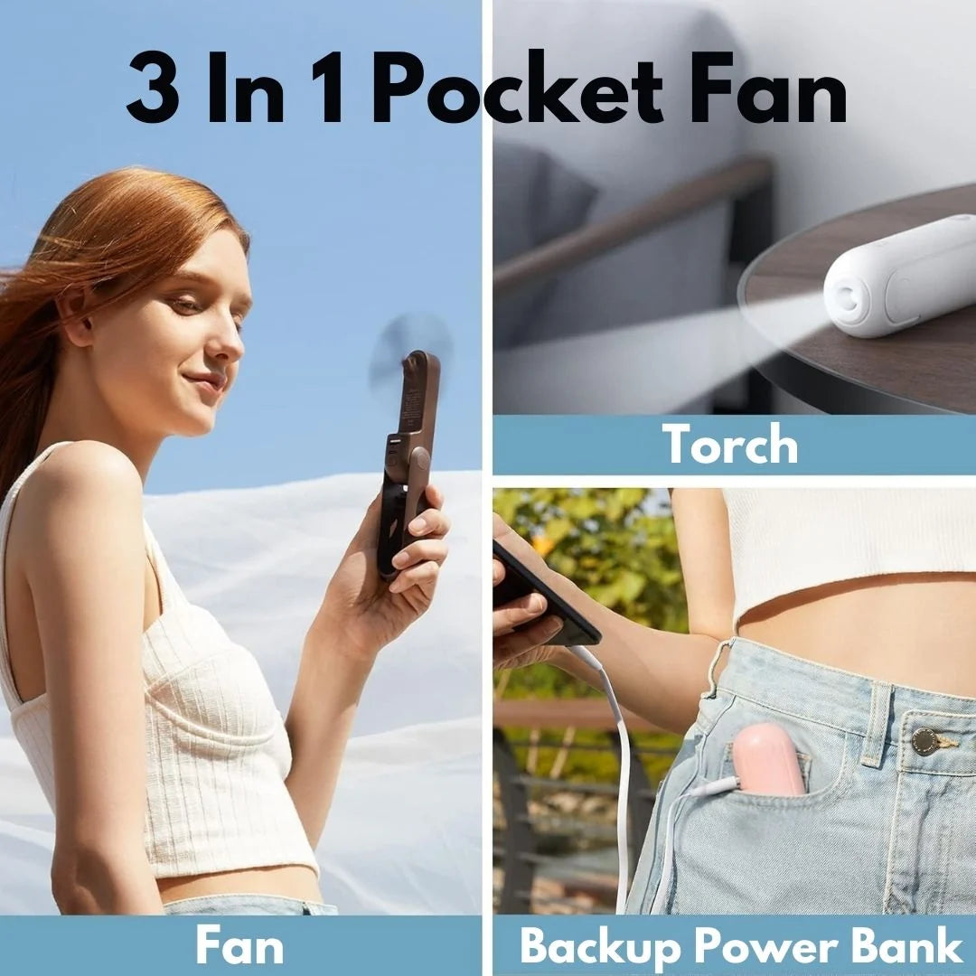 Handheld Mini Fan | Folding Body, Built-In Power Bank