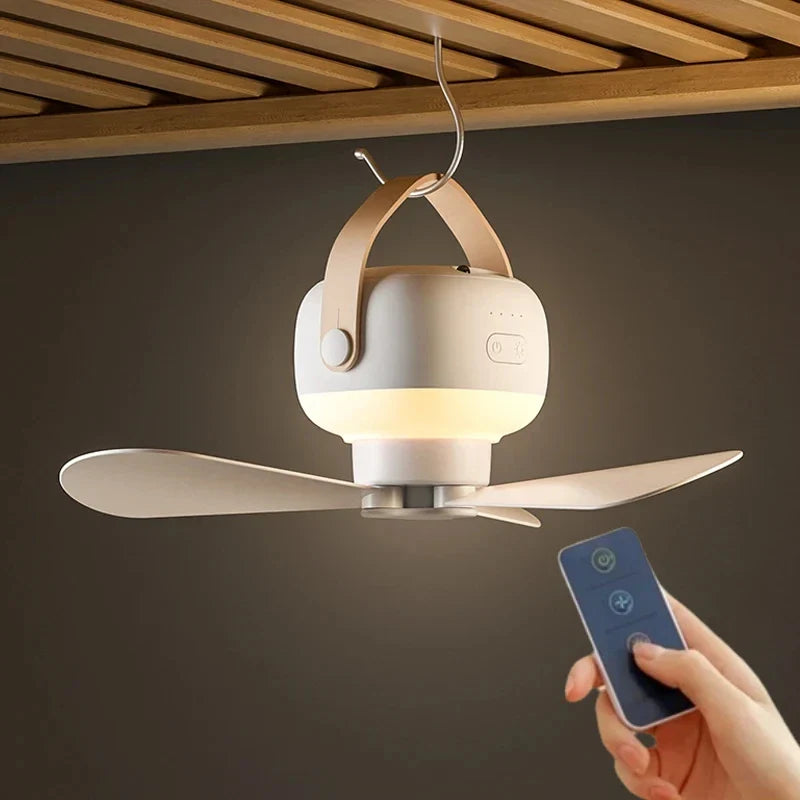 Hanging Ceiling Fan | Lit Lower Band, Carry Strap Loop