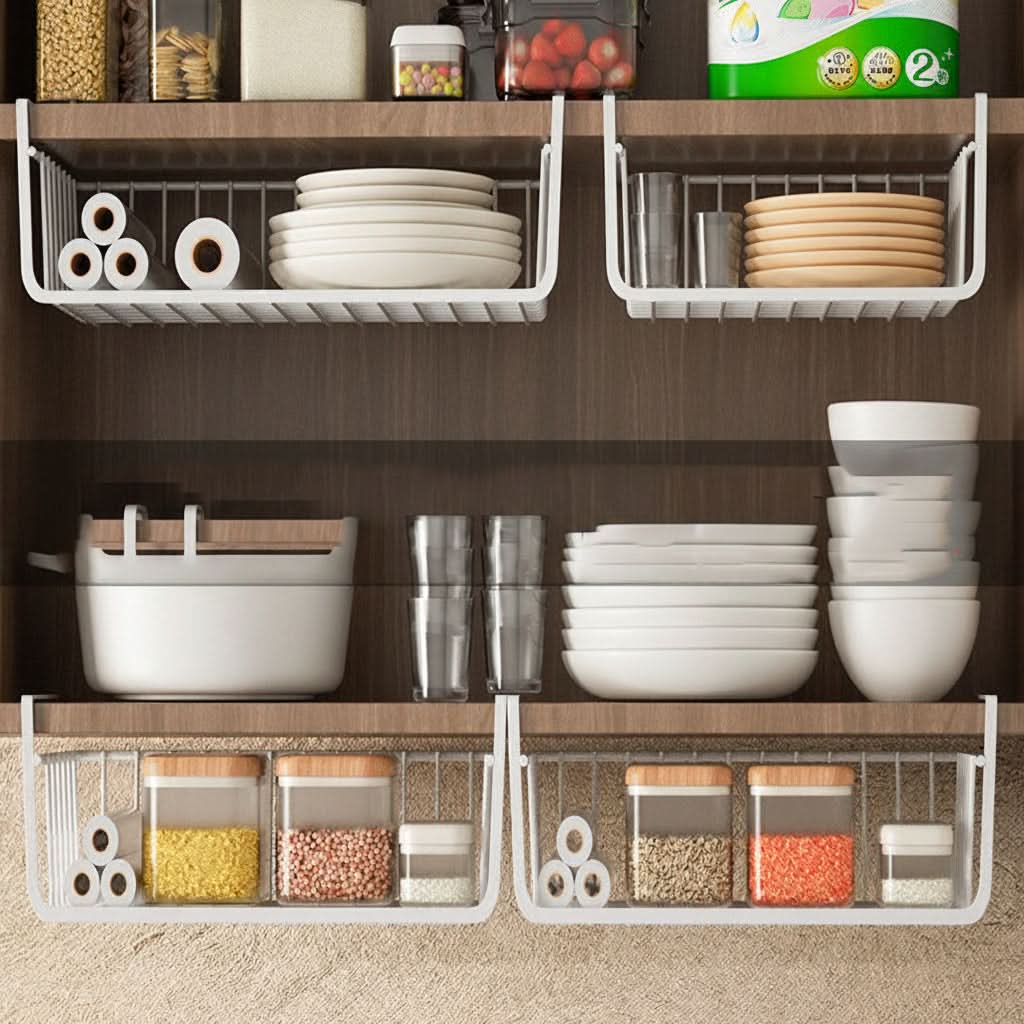 Hanging Kitchen Organizer Metal Cabinet Basket with Protective Coating