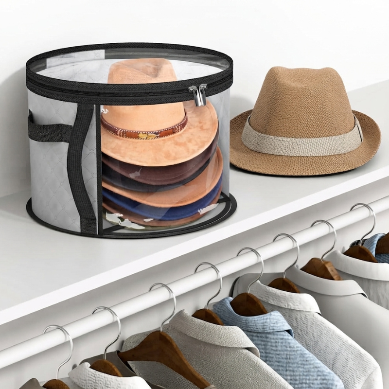 Hat Storage Case | Clear Front Panel, Side Carry Handle
