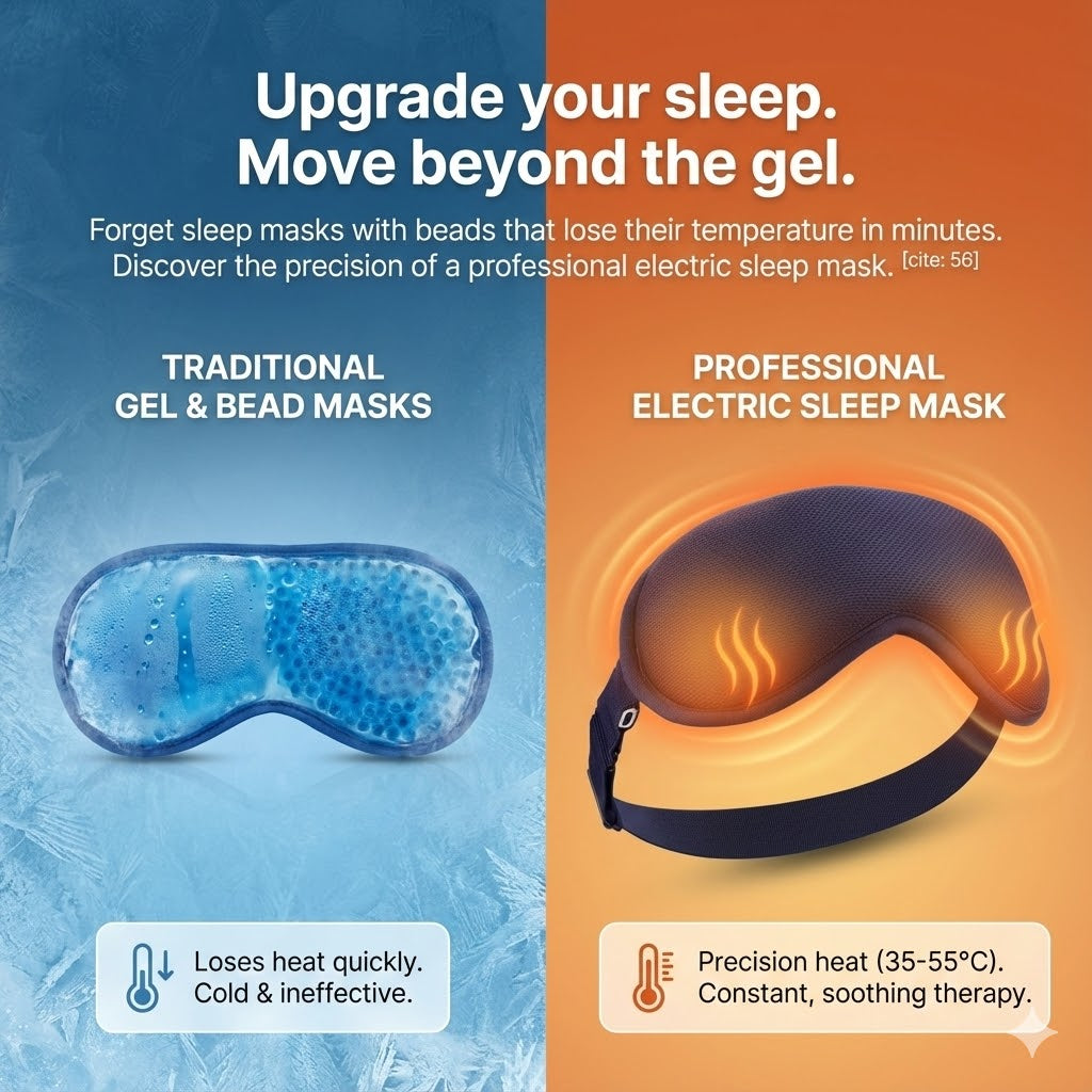 Heated Eye Mask with Vibration Massage | USB-C Rechargeable, 6 Intensity Modes | 3D Contoured Blackout Therapy