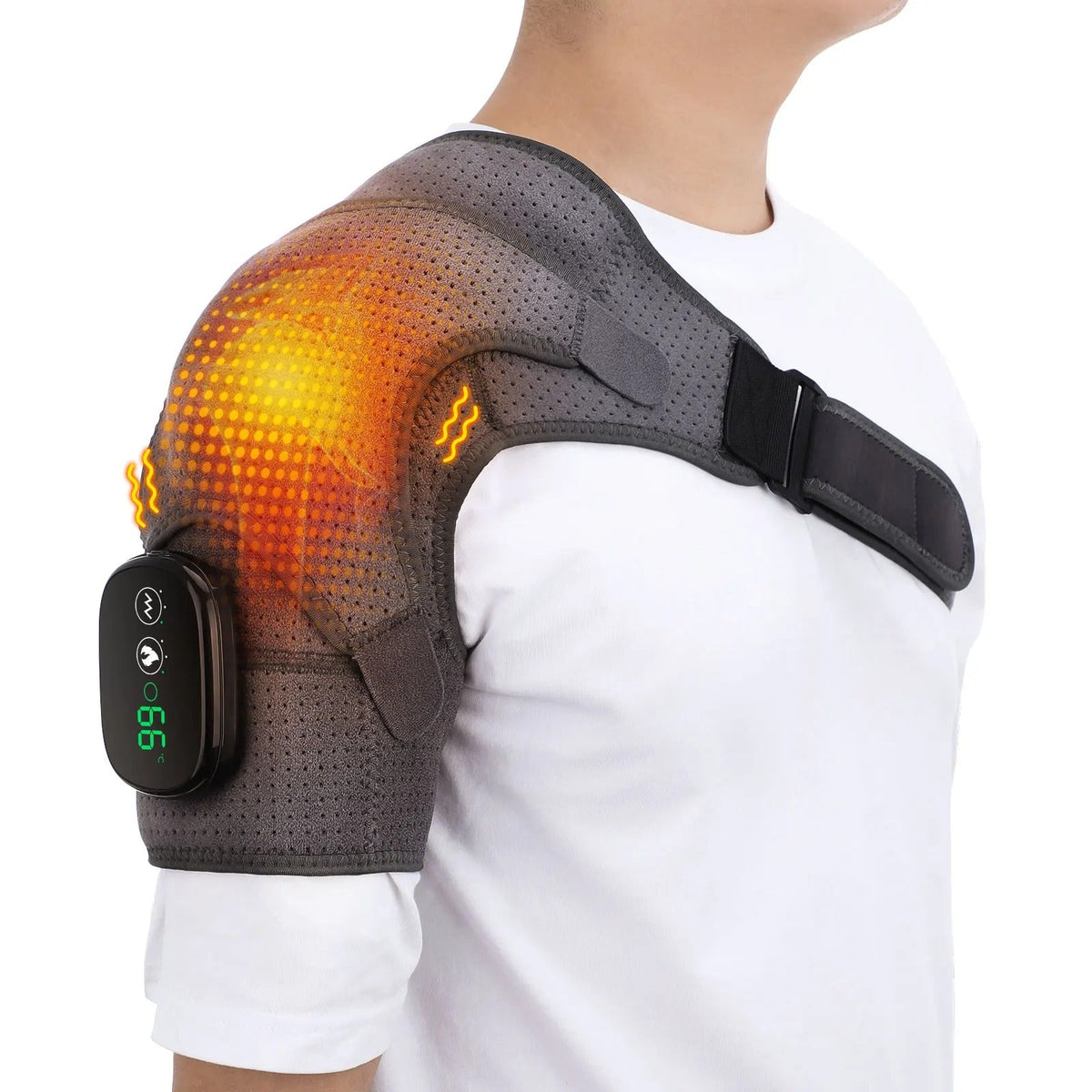 Heated Shoulder Massager | Adjustable Heat & Vibration Levels | USB Rechargeable, Adjustable Straps for Shoulder Tension Relief
