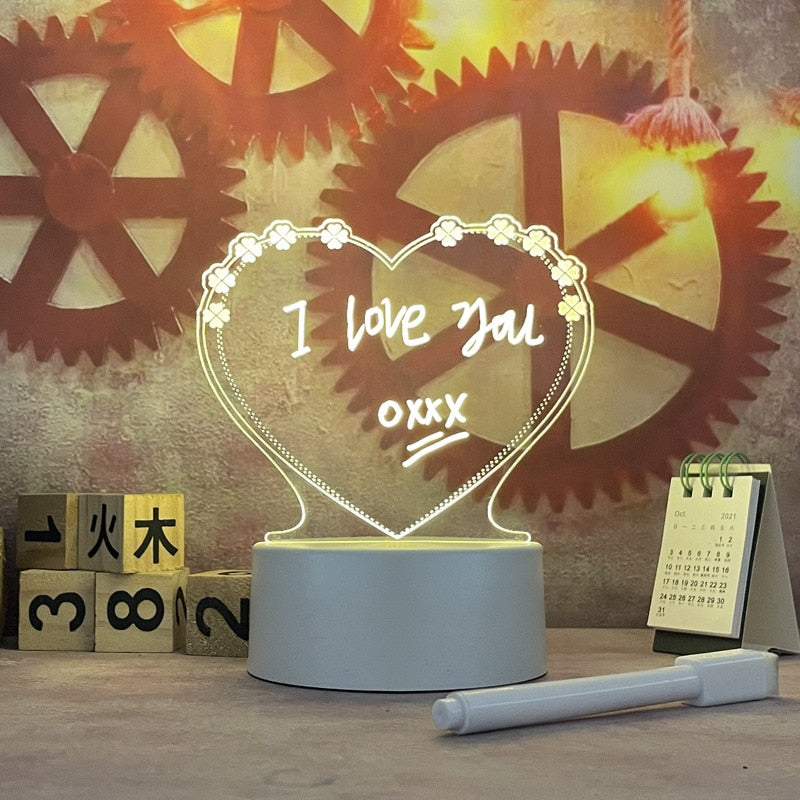 Illuminated Acrylic Writing Board | Lit Base, Wipe Pen