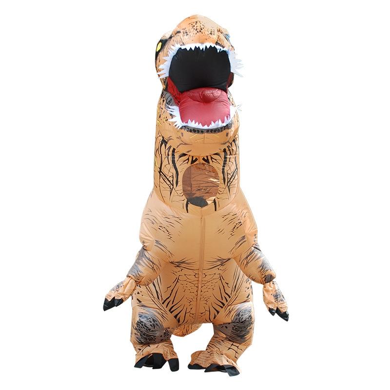 Inflatable T-Rex Dinosaur Costume for Halloween | Fan-Powered Design with Gloves Included | Lightweight Polyester