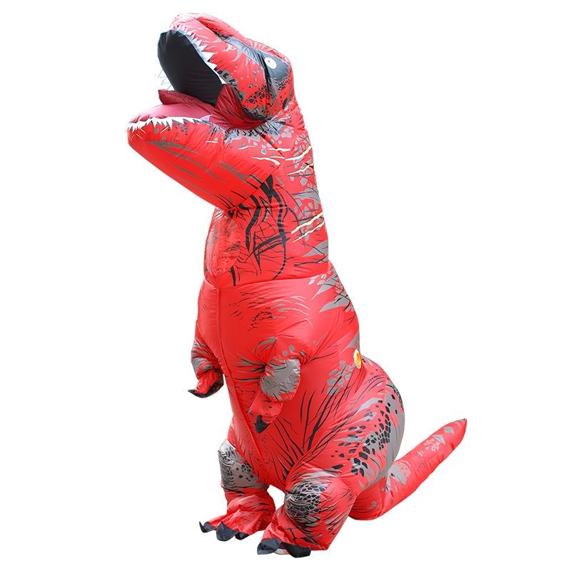 Inflatable T-Rex Dinosaur Costume for Halloween | Fan-Powered Design with Gloves Included | Lightweight Polyester