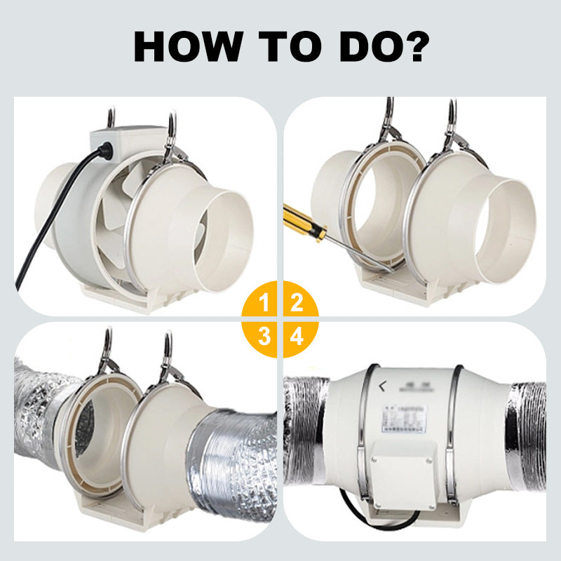 Inline Duct Fan DPT-75 DPT-100 | 220V EU / 110V US Waterproof | Whisper-Quiet Airflow for Bathroom, Kitchen, Attic