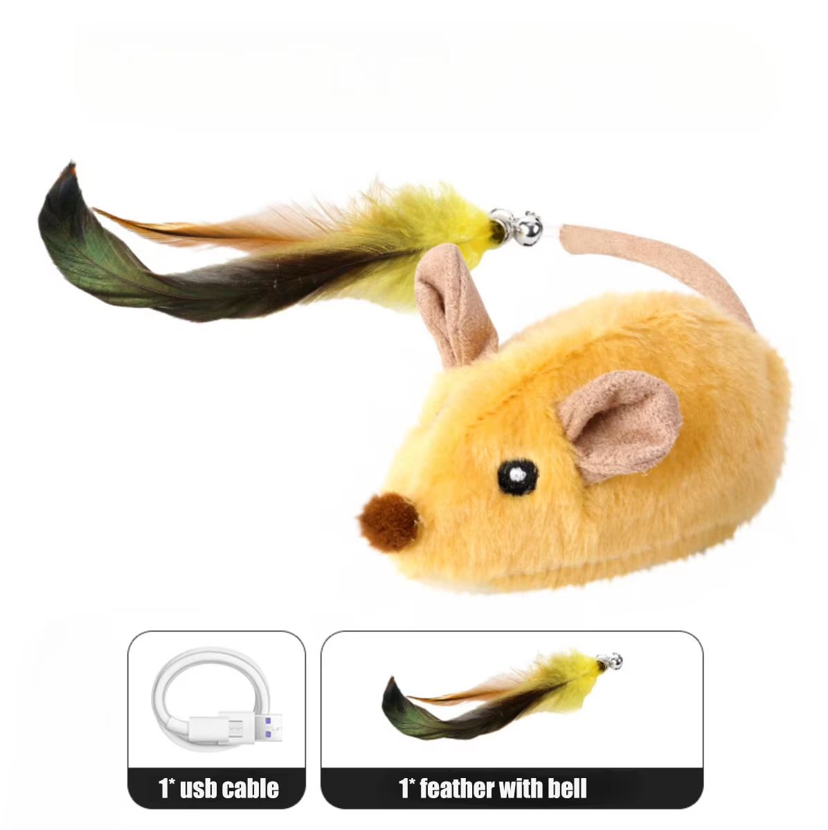 Interactive Motion-Sensing Mouse Toy | Automatic Movement & Squeak Sound | USB Rechargeable for Cats & Small Pets