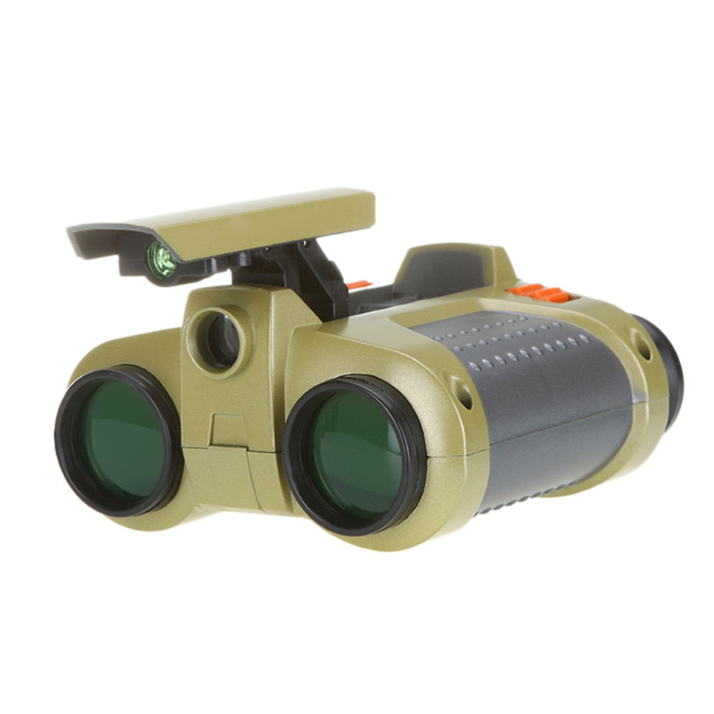 Kids Night Vision Goggles - 4x Magnification Adjustable Eyepiece - Pop-up Light - Green