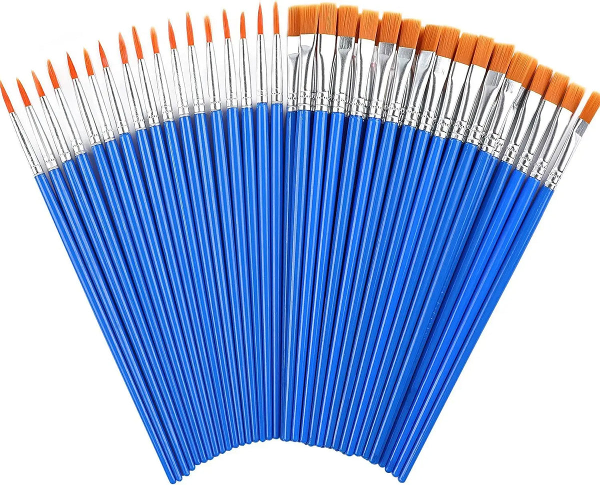 Kids Paint Brush Set Synthetic Bristles | Flat, Round & Pointed Tips | Comfortable Grip for Acrylic, Watercolour & Oil