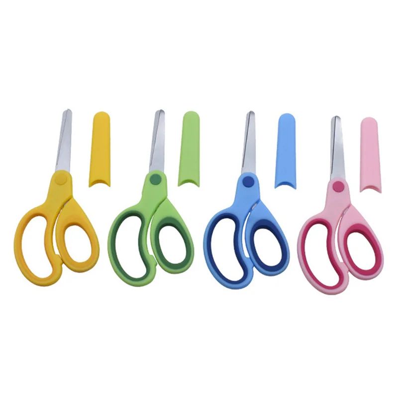 Kids Safety Scissors with Protective Cover | Rounded Tips for Left- and Right-Handed Use | Ergonomic Grip for Safe Cutting