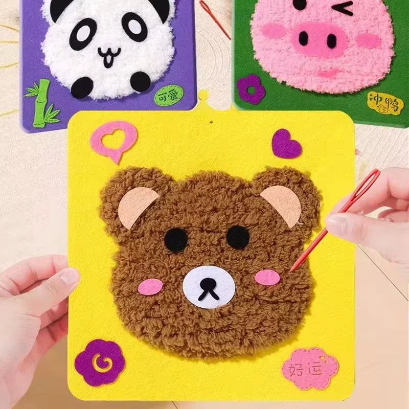 Kids Sewing Kit Felt Animal Designs | Child-Safe Needles & Colourful Yarn Included | Builds Focus and Fine Motor Skills