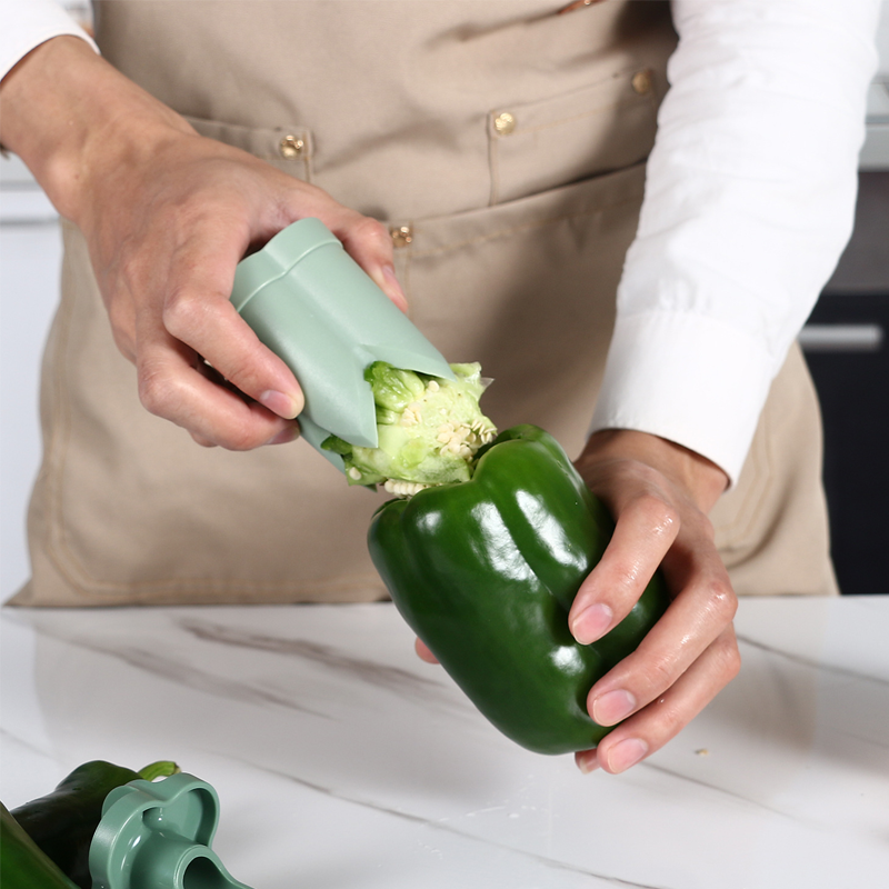 Kitchen Gadget Fruit Pepper Corer 2-in-1 ABS with Finger-Friendly Design