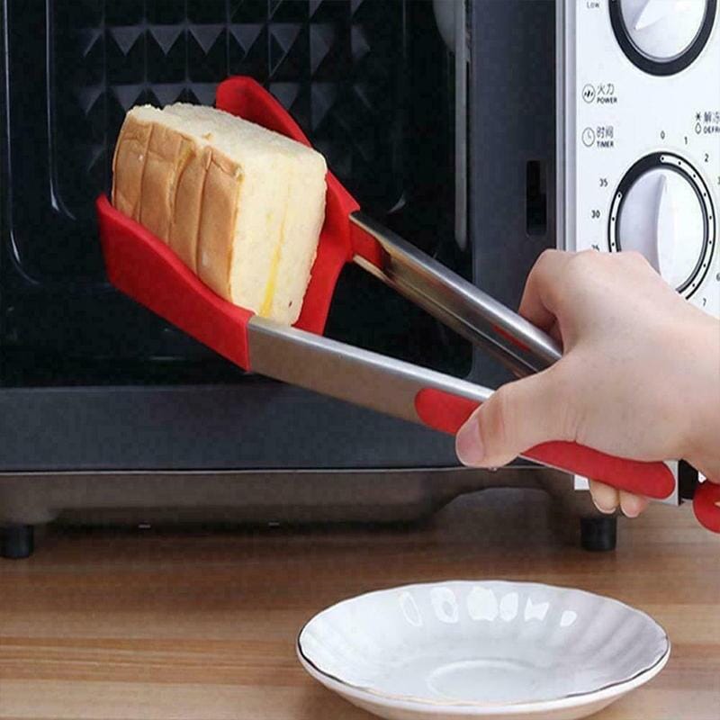 Kitchen Tongs and Spatula Stainless Steel | 2-in-1 Grip, Flip and Scoop Design | Non-Stick Safe and Heat Resistant