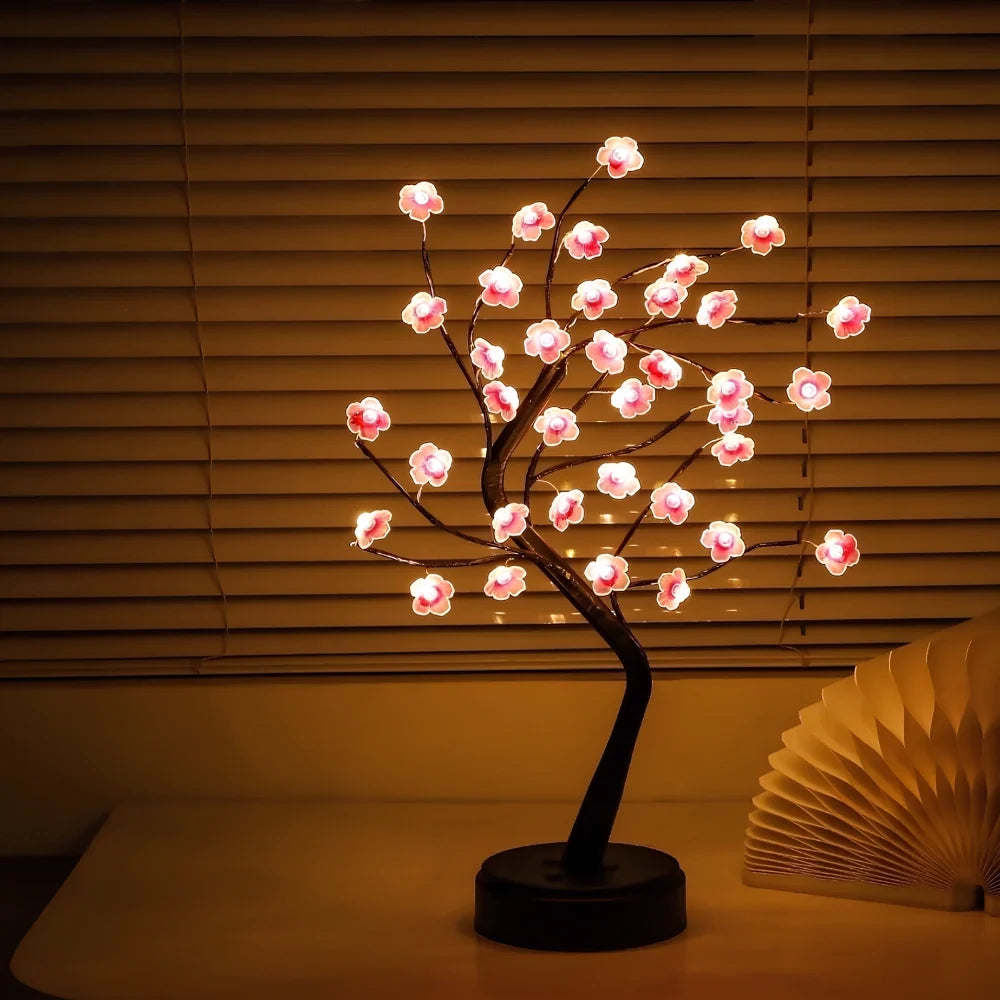LED Blossom Branch Light | Bendable Wire Branches, 72 Warm White LEDs | USB or 3 x AA Battery Powered, Touch Switch