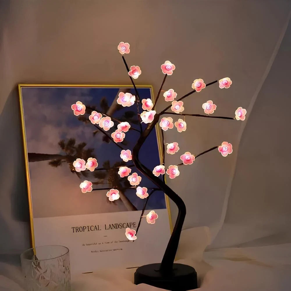 LED Blossom Branch Light | Bendable Wire Branches, 72 Warm White LEDs | USB or 3 x AA Battery Powered, Touch Switch