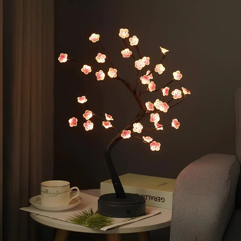 LED Blossom Branch Light | Bendable Wire Branches, 72 Warm White LEDs | USB or 3 x AA Battery Powered, Touch Switch