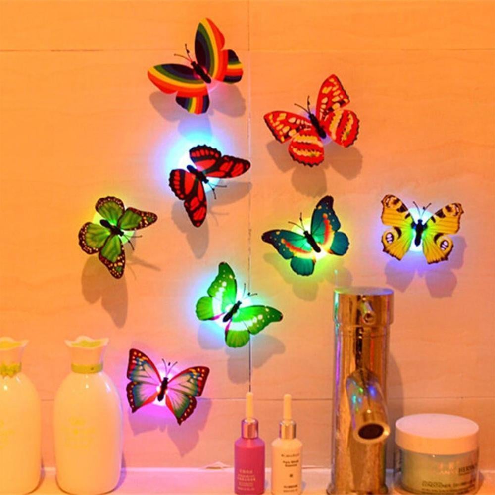 LED Butterfly Wall Lights Battery Operated Set with Adhesive Backing