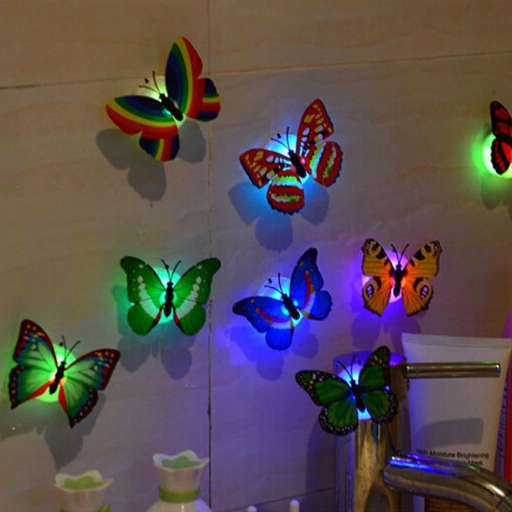 LED Butterfly Wall Lights Battery Operated Set with Adhesive Backing