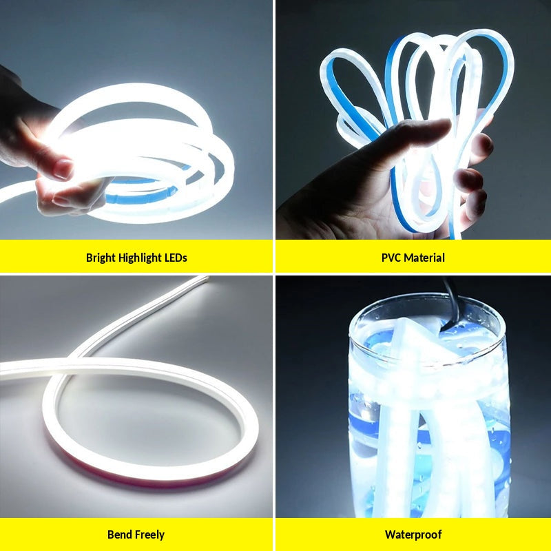 LED Car Hood Light Strip | Flexible Silicone Design with Side LEDs | Waterproof, Short-Circuit Protected, Universal 12V Fit