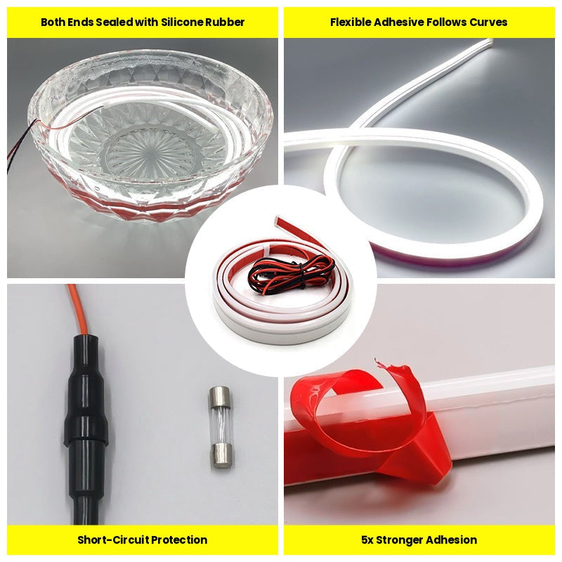 LED Car Hood Light Strip | Flexible Silicone Design with Side LEDs | Waterproof, Short-Circuit Protected, Universal 12V Fit
