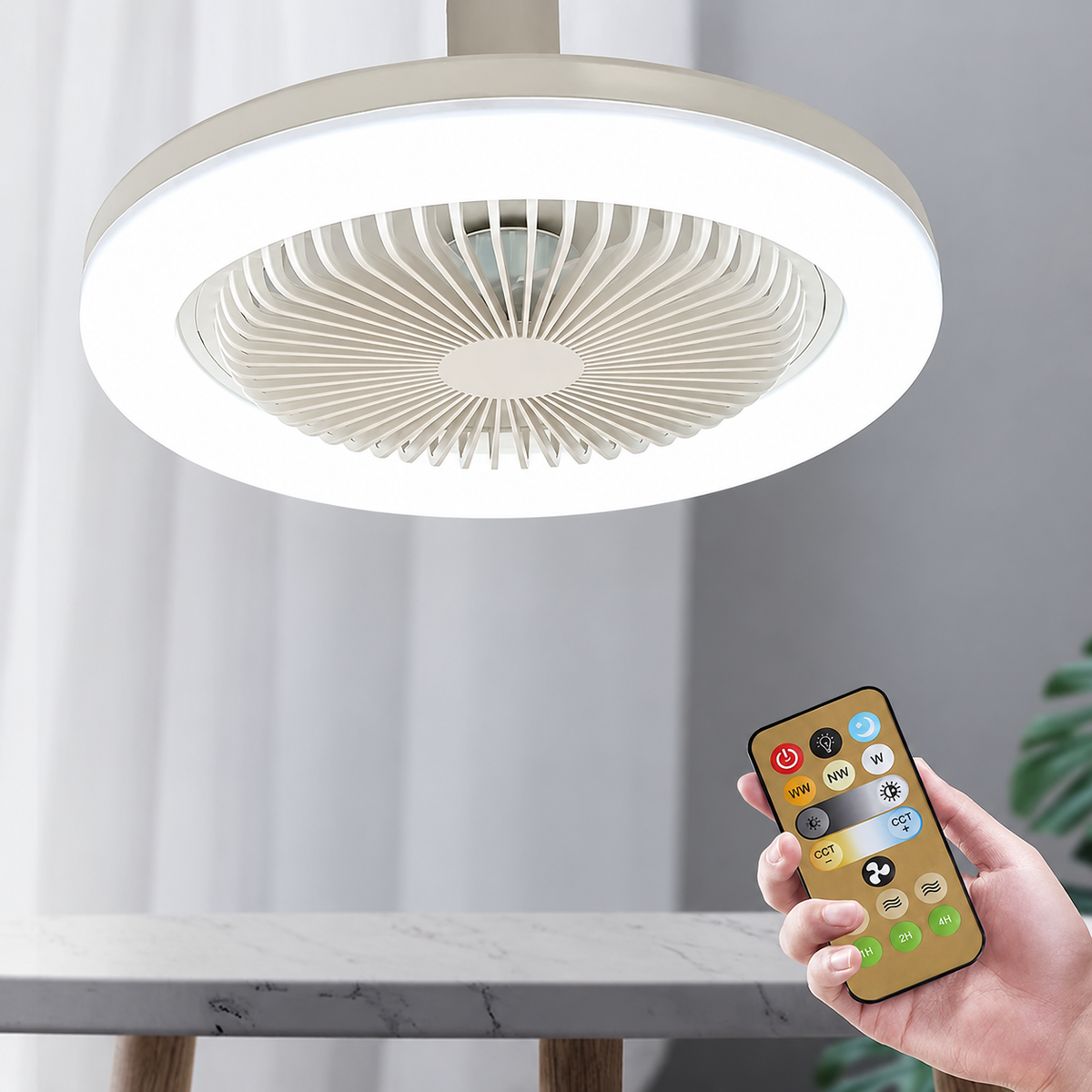 LED Ceiling Fan | Lit Outer Ring And Screw-In Fitting