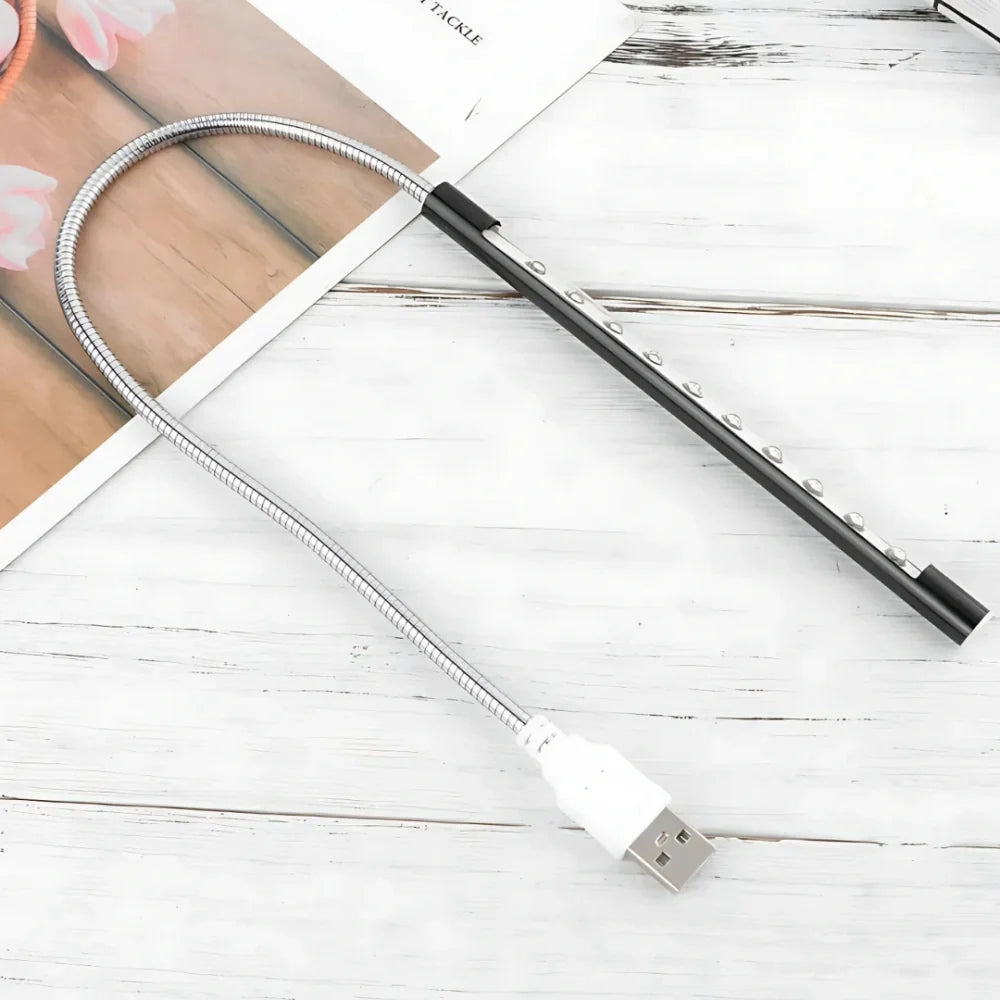 LED Desk Lamp USB Powered Portable Compact with Flexible Metal Cable