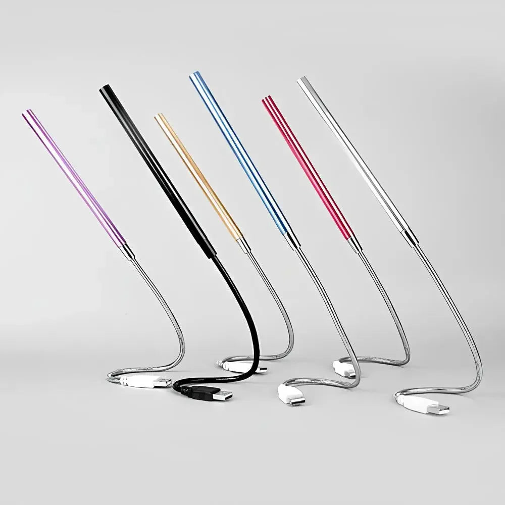 LED Desk Lamp USB Powered Portable Compact with Flexible Metal Cable