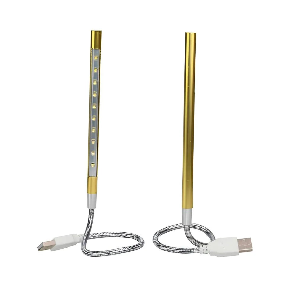 LED Desk Lamp USB Powered Portable Compact with Flexible Metal Cable