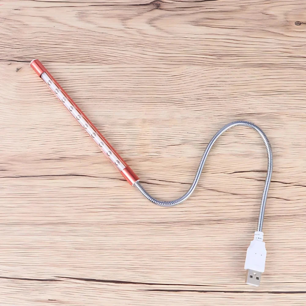 LED Desk Lamp USB Powered Portable Compact with Flexible Metal Cable