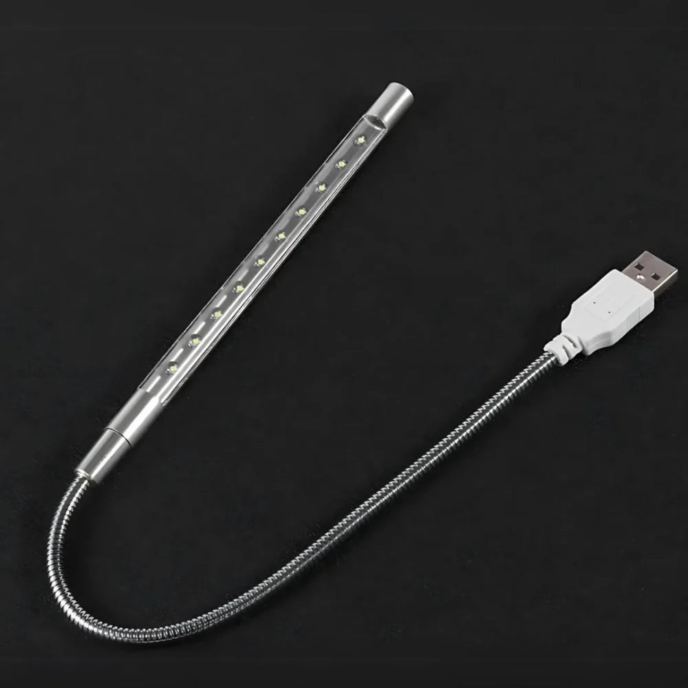 LED Desk Lamp USB Powered Portable Compact with Flexible Metal Cable