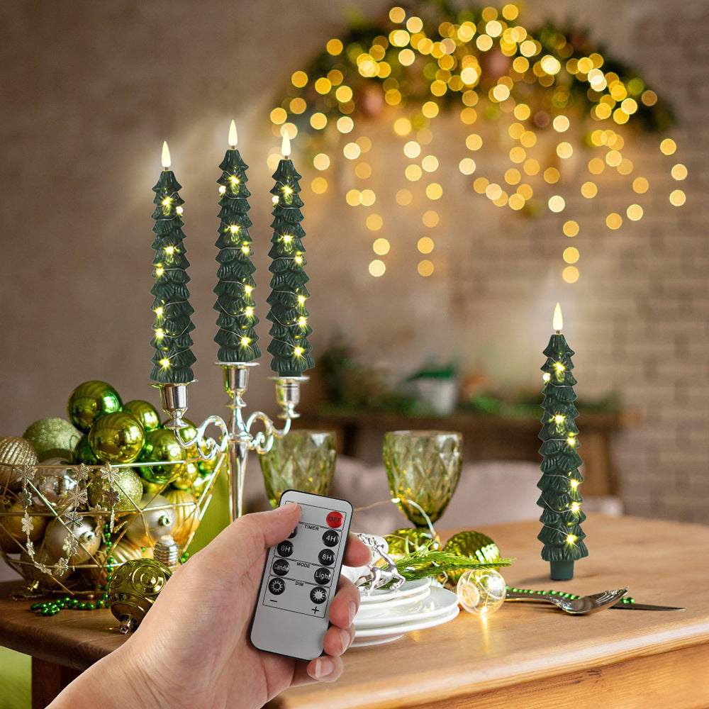 LED Flameless Candles Christmas Set | Remote Control, 5 Brightness Levels | Flickering 3D Flame, Safe for Kids & Pets