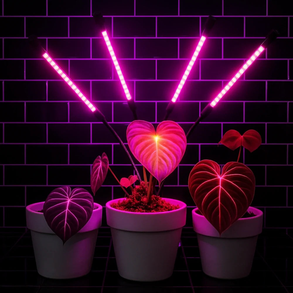 LED Grow Light with Flexible Gooseneck | Full-Spectrum Red, Blue & Mixed Light | Built-In Timer & Dimmer, 1 to 4 Heads