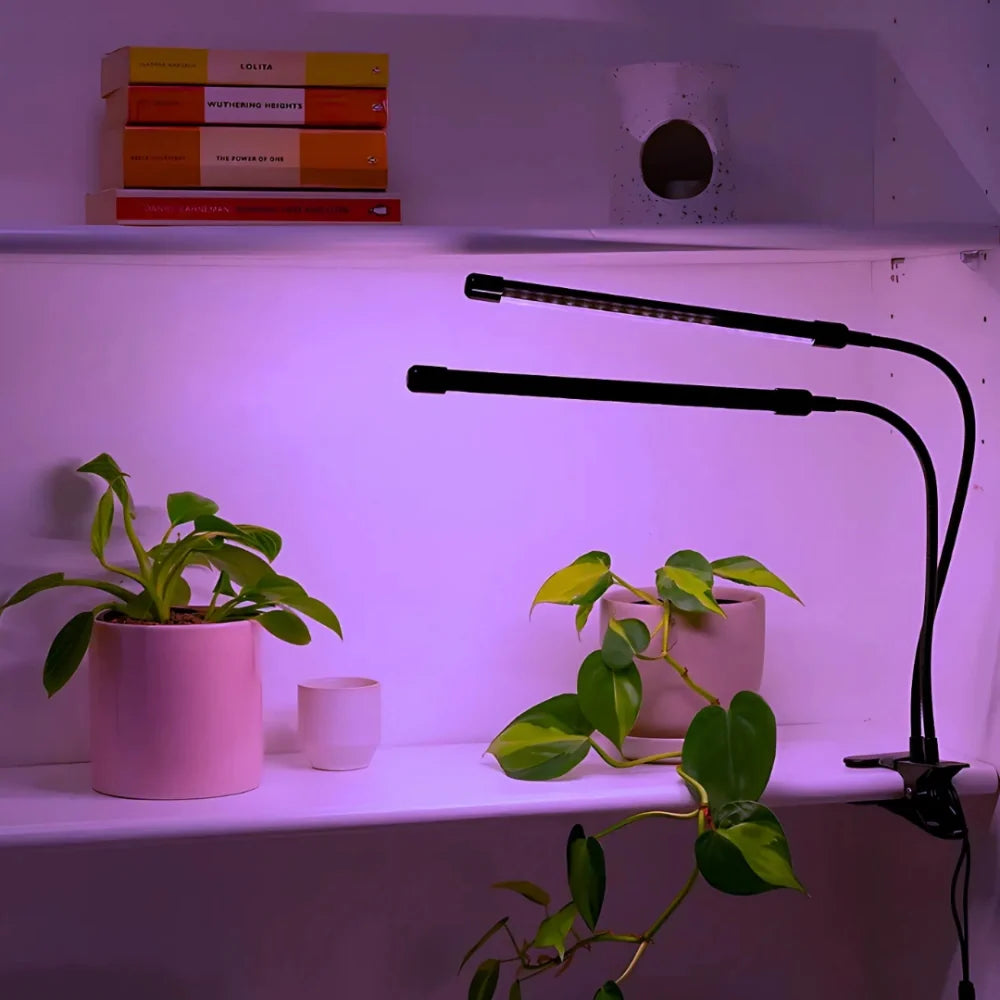 LED Grow Light with Flexible Gooseneck | Full-Spectrum Red, Blue & Mixed Light | Built-In Timer & Dimmer, 1 to 4 Heads