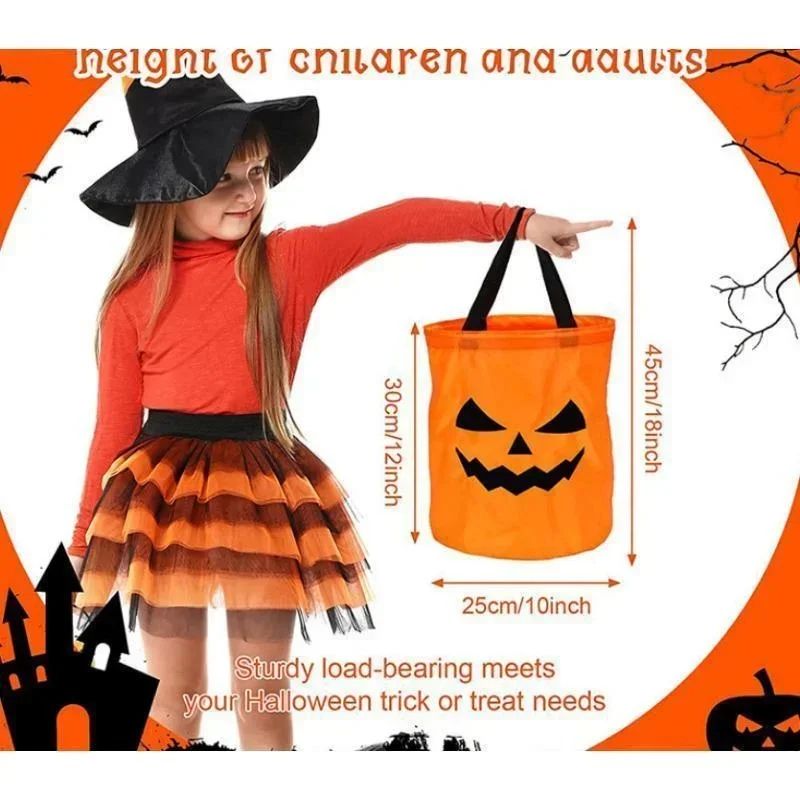 LED Light-Up Pumpkin Trick-or-Treat Bucket | Collapsible & Reusable | Glows for Safer, More Visible Halloween Nights