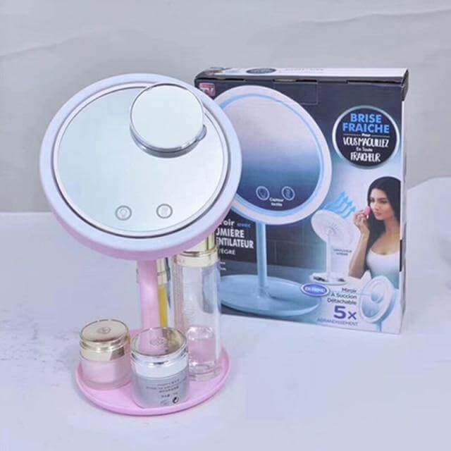 LED Mirror USB Powered Adjustable Tilt 5X Magnifying with Cooling Fan