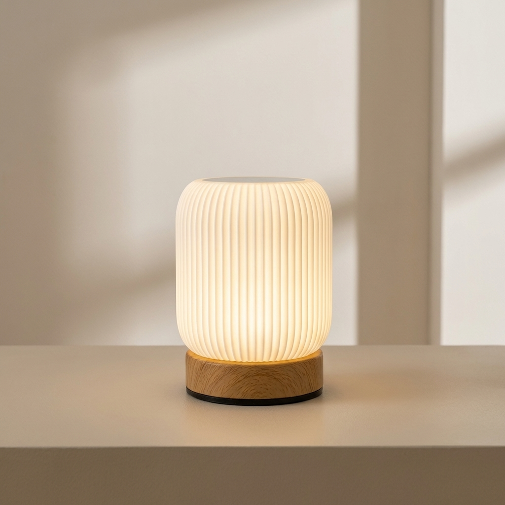 LED Night Light with Touch Control Feature | Round Plastic Shade, Iron Base | USB Rechargeable, No Batteries Required