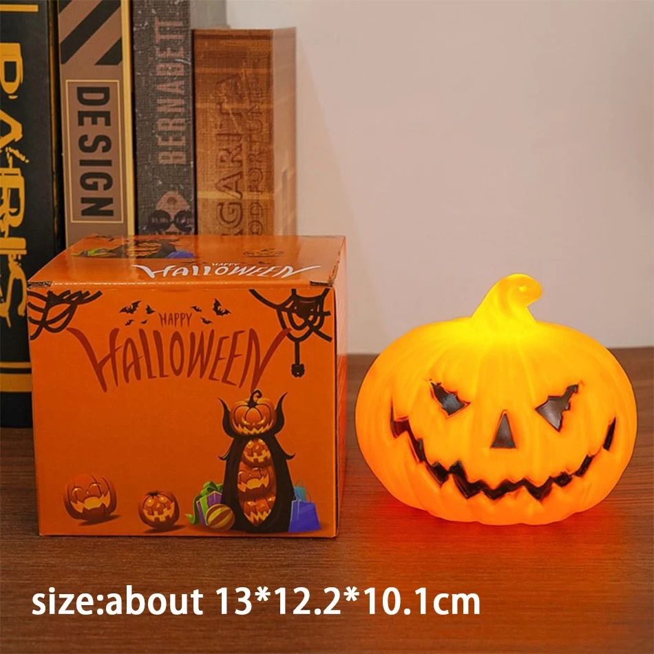 LED Pumpkin Lantern Halloween Decoration | Flameless Battery-Powered Candle Light | Skull Ghost Face Reusable Decor