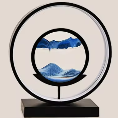 LED Sand Art Lamp with Aluminium Frame | Dimmable Light Ring & Remote Control | Moving Sand Disc for Calming Ambient Décor