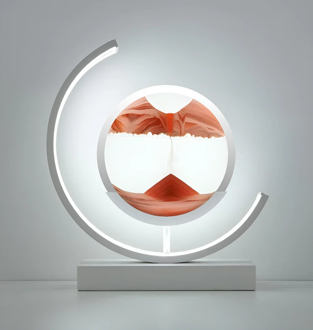 LED Sand Art Table Lamp | Rotating Disc, Curved Arm Glow