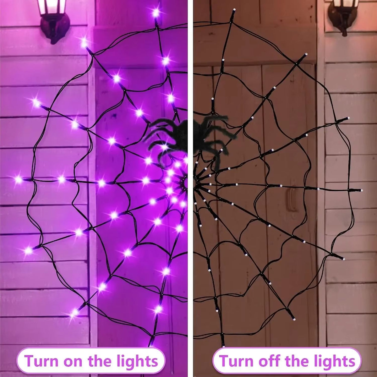 LED Spider Web String Lights Halloween Decoration | Energy-Efficient Indoor Outdoor Use | Flexible Spooky Web Design