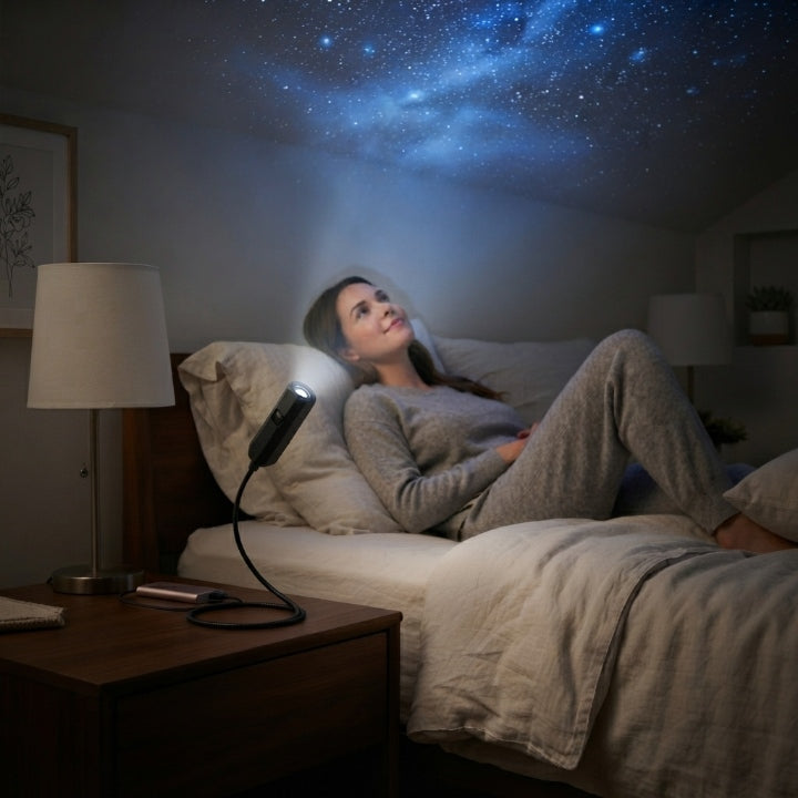 LED Star Projector | 10 Projection Inserts, 360° Rotatable Head | USB Plug-and-Play Galaxy Ocean Bedroom Night Light