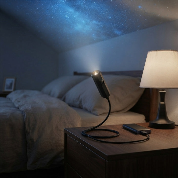 LED Star Projector | 10 Projection Inserts, 360° Rotatable Head | USB Plug-and-Play Galaxy Ocean Bedroom Night Light