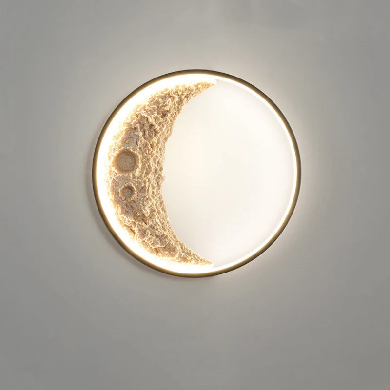 LED Wall Lamp 3D Crescent Moon Modern with Three-Color Changing Light