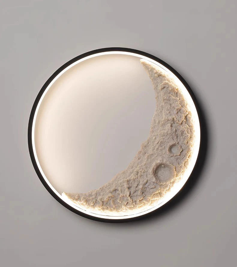 LED Wall Lamp 3D Crescent Moon Modern with Three-Color Changing Light