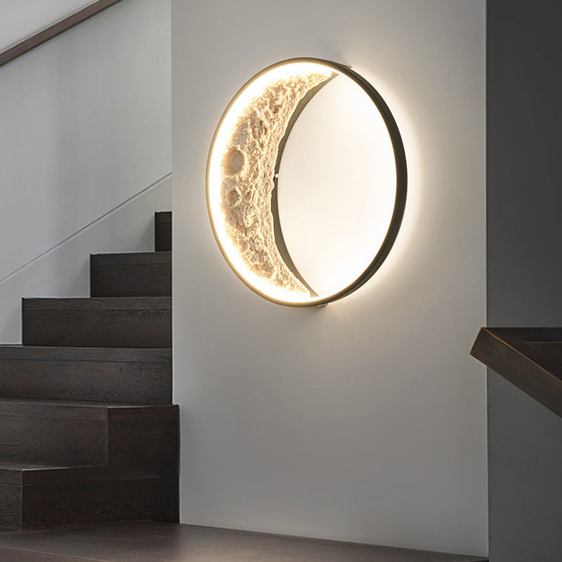 LED Wall Lamp 3D Crescent Moon Modern with Three-Color Changing Light