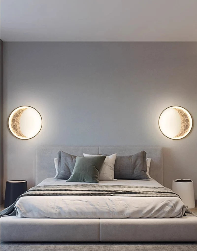 LED Wall Lamp 3D Crescent Moon Modern with Three-Color Changing Light