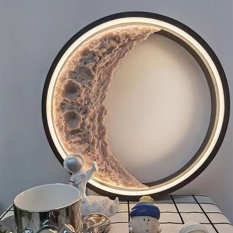 LED Wall Lamp 3D Crescent Moon Modern with Three-Color Changing Light