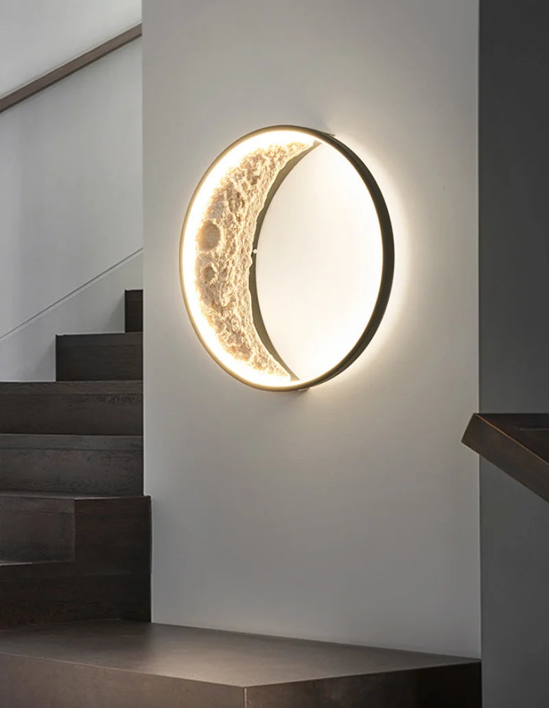 LED Wall Lamp 3D Crescent Moon Modern with Three-Color Changing Light