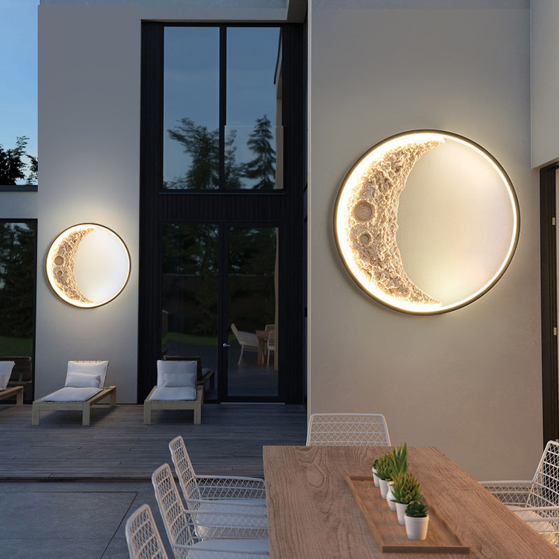 LED Wall Lamp 3D Crescent Moon Modern with Three-Color Changing Light